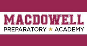 A poster of macdowell in maroon color