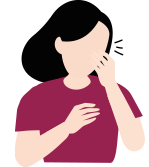 A girl sneezing on her hand icon