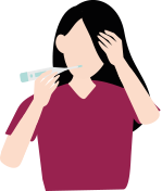 A girl measuring her temperature icon