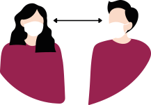 Two persons maintaining social distancing icon